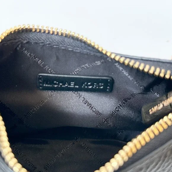 Michael Kors CORA MINI Zip Pouchette Shoulder Crossbody Leather Bag Black - Picture 10 of 14